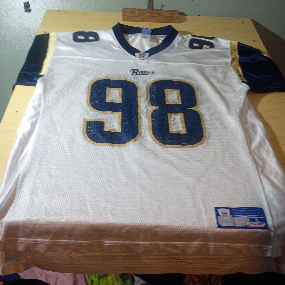Reebok NFL Jersey St. Louis Rams Men L White Wistrom 98 Mesh Football